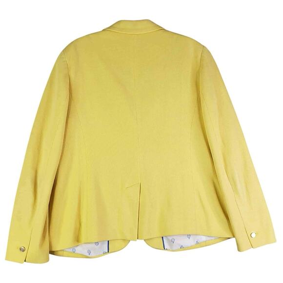Talbots Blazer Jacket Womens Size 10 Stretch Knit Button Yellow Lined Cotton - Picture 3 of 9